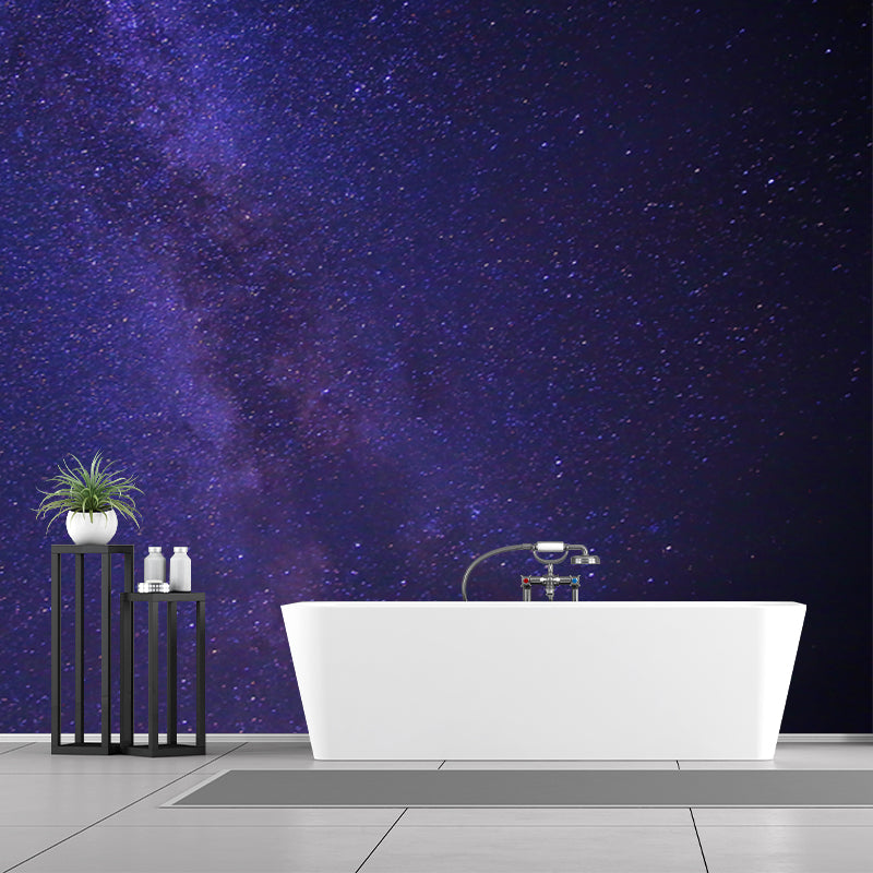 Huge Night Sky Wallpaper Mural Washable Modern Living Room Wall Covering in Blue-Purple Clearhalo 'Wall Decor' 'Wall Mural' 1785317