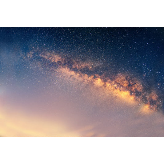 Night Sky Galaxy Printed Mural in Blue-Yellow Modernist Wall Art for Living Room