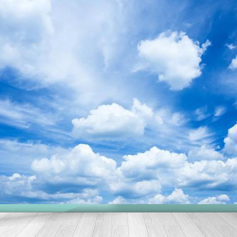 Full Size Illustration Modern Mural Decal with Sky Scene in Soft Color, Made to Measure Blue Clearhalo 'Wall Decor' 'Wall Mural' 1785335