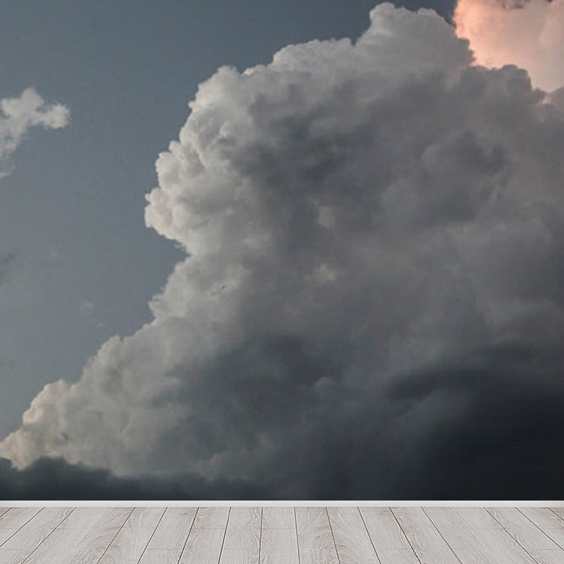 Full Size Illustration Modern Mural Decal with Sky Scene in Soft Color, Made to Measure Grey Clearhalo 'Wall Decor' 'Wall Mural' 1785350