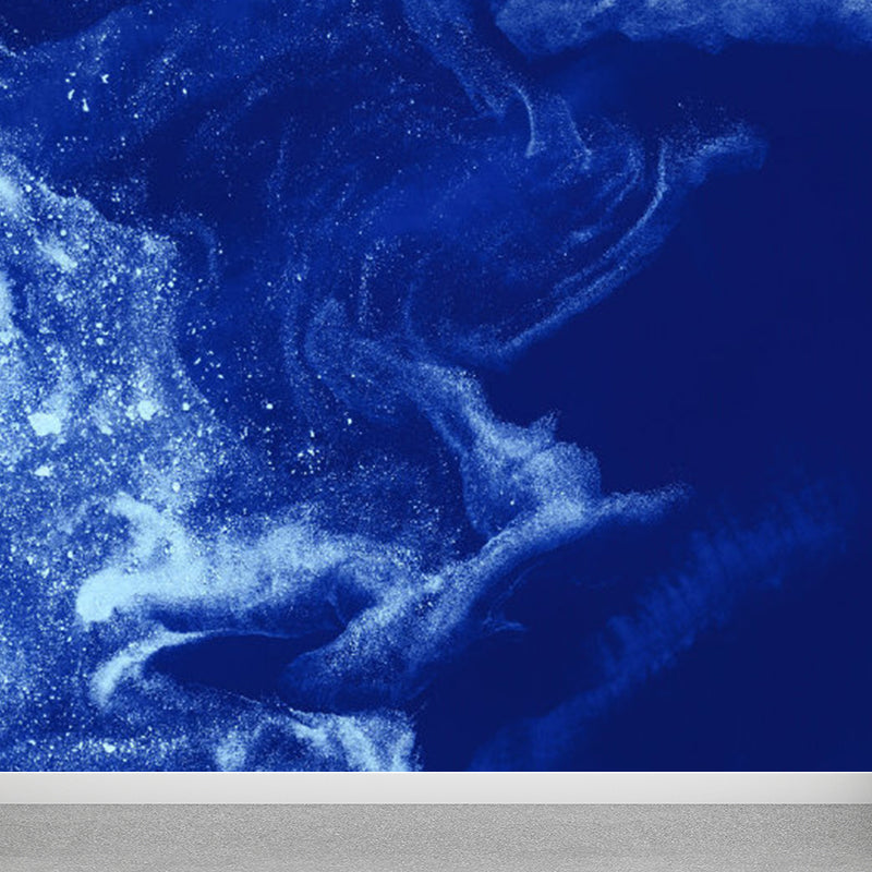 Flying-Cloud Mural Wallpaper for Living Room Sky Scene Wall Covering, Custom Printed Dark Blue Clearhalo 'Wall Decor' 'Wall Mural' 1785537