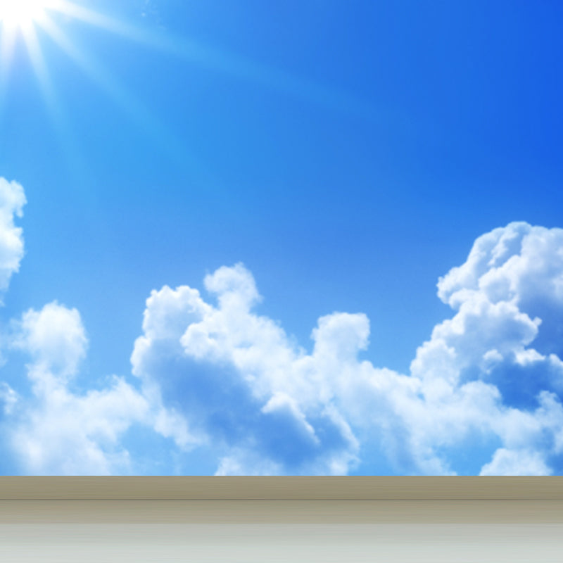 Flying-Cloud Mural Wallpaper for Living Room Sky Scene Wall Covering, Custom Printed Blue Clearhalo 'Wall Decor' 'Wall Mural' 1785542