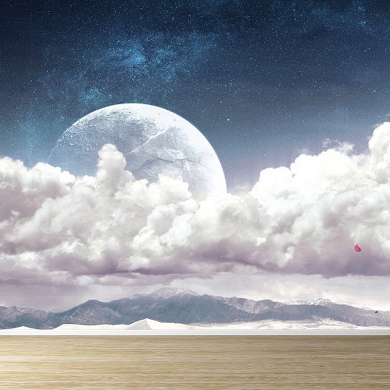 Flying-Cloud Mural Wallpaper for Living Room Sky Scene Wall Covering, Custom Printed Clearhalo 'Wall Decor' 'Wall Mural' 1785548