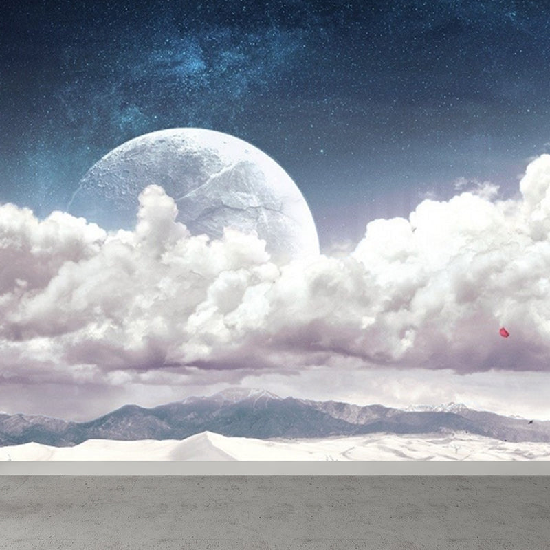 Flying-Cloud Mural Wallpaper for Living Room Sky Scene Wall Covering, Custom Printed Clearhalo 'Wall Decor' 'Wall Mural' 1785549