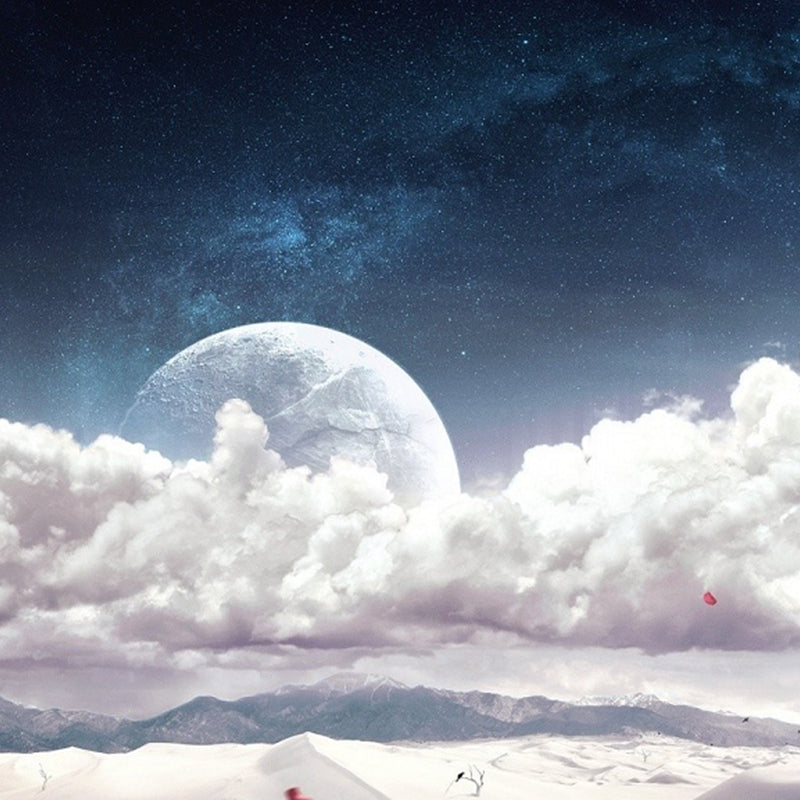 Flying-Cloud Mural Wallpaper for Living Room Sky Scene Wall Covering, Custom Printed Clearhalo 'Wall Decor' 'Wall Mural' 1785550