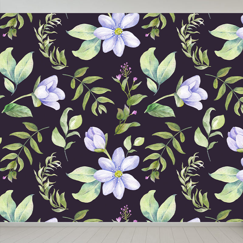 Modern Flower Wall Mural Non-Woven Stain Resistant Soft Color Wall Art for Living Room Clearhalo 'Wall Decor' 'Wall Mural' 1785564