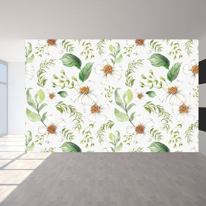 Modern Flower Wall Mural Non-Woven Stain Resistant Soft Color Wall Art for Living Room Light Green Clearhalo 'Wall Decor' 'Wall Mural' 1785567