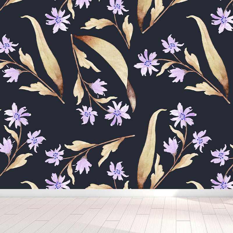 Modern Flower Wall Mural Non-Woven Stain Resistant Soft Color Wall Art for Living Room Clearhalo 'Wall Decor' 'Wall Mural' 1785573