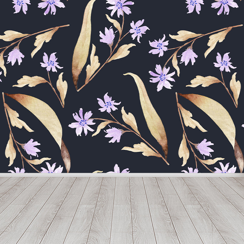 Modern Flower Wall Mural Non-Woven Stain Resistant Soft Color Wall Art for Living Room Clearhalo 'Wall Decor' 'Wall Mural' 1785574