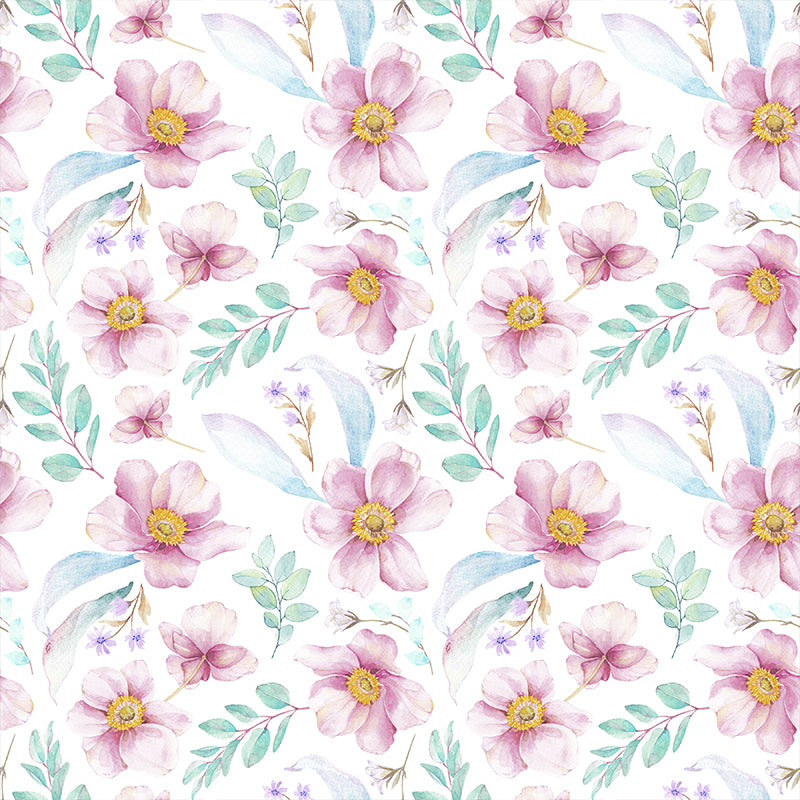 Modern Flower Wall Mural Non-Woven Stain Resistant Soft Color Wall Art for Living Room Clearhalo 'Wall Decor' 'Wall Mural' 1785580