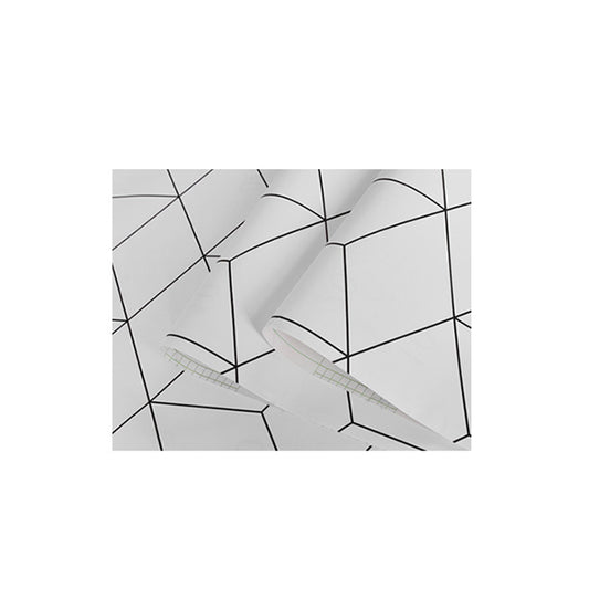 Bedroom and Coffee Shop Wallpaper with Black and White House and Triangle Design, 23.5-inch x 33-foot Clearhalo 'Modern wall decor' 'Modern' 'Wallpaper' Wall Decor' 1785672