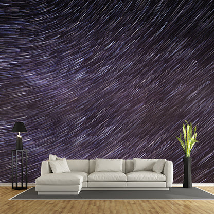Purple Shooting Stars Wall Mural Water Resistant Wall Decor for Bedroom, Made to Measure Purple Clearhalo 'Wall Decor' 'Wall Mural' 1785696