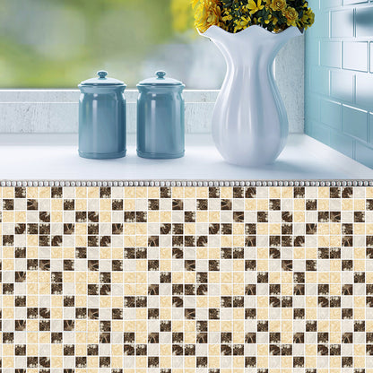 Self-Adhesive Mosaics Tile Wallpaper Panels Bohemian PVC Wall Covering, 4' L x 4" W Gray-Yellow Clearhalo 'Wall Decor' 'Wallpaper' 1785745