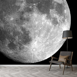 Planet Mercury Wall Paper Mural Black-Grey-White Contemporary Wall Decor for Home Clearhalo 'Wall Decor' 'Wall Mural' 1785760