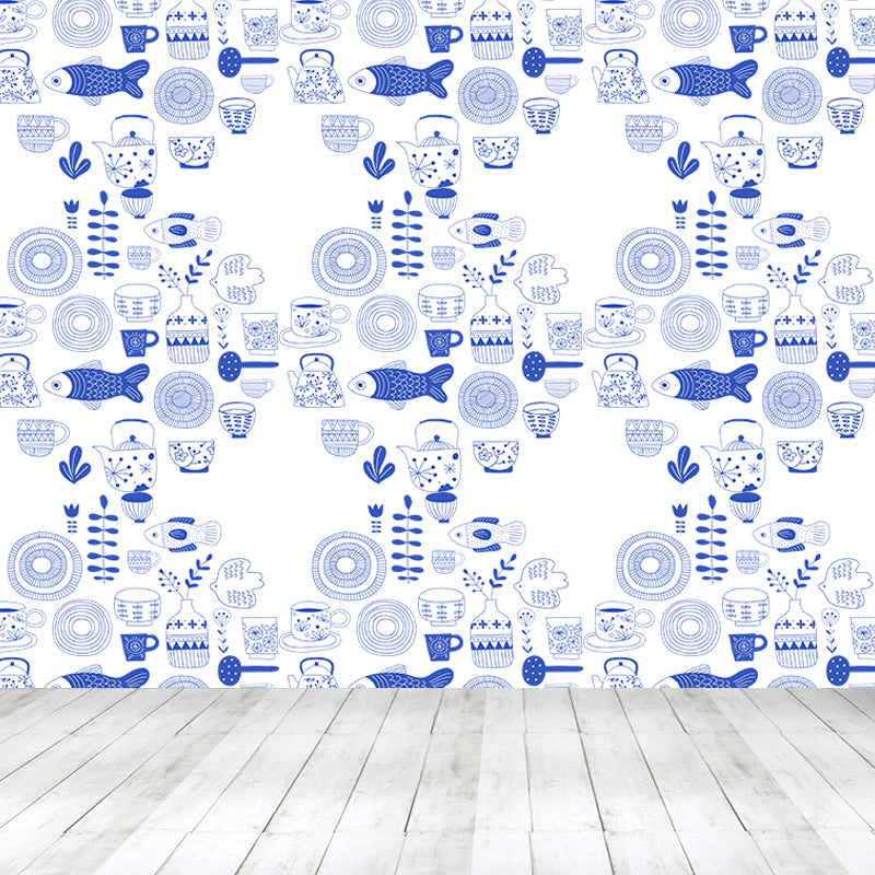 Modern Still Life Mural Decal Light Color Stain-Proofing Wall Decor for Bathroom Clearhalo 'Wall Decor' 'Wall Mural' 1785789