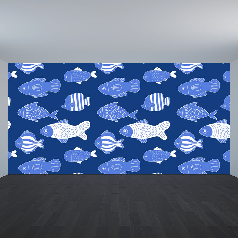 Modern Still Life Mural Decal Light Color Stain-Proofing Wall Decor for Bathroom Dark Blue Clearhalo 'Wall Decor' 'Wall Mural' 1785793