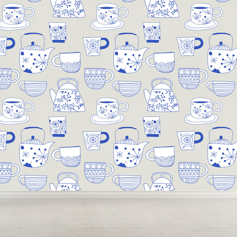 Modern Still Life Mural Decal Light Color Stain-Proofing Wall Decor for Bathroom Light Gray Clearhalo 'Wall Decor' 'Wall Mural' 1785798