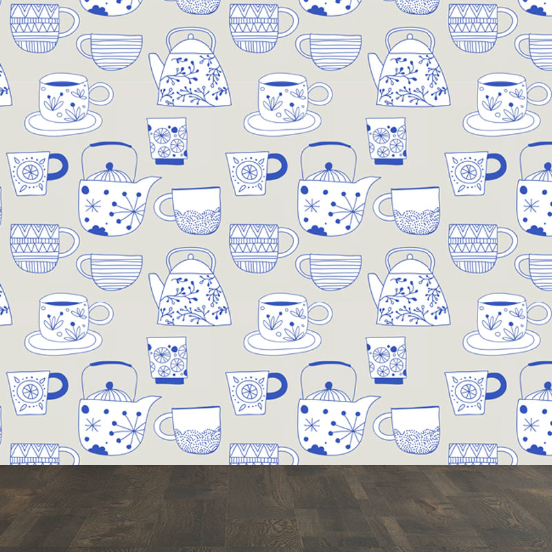 Modern Still Life Mural Decal Light Color Stain-Proofing Wall Decor for Bathroom Clearhalo 'Wall Decor' 'Wall Mural' 1785799