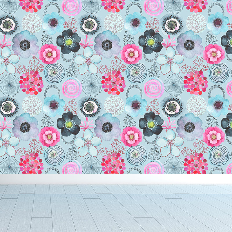 Colorful Flowers Mural Wallpaper Abstract Modern Moisture Resistant Wall Art for Room Clearhalo 'Wall Decor' 'Wall Mural' 1785879