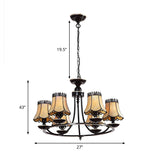 Vintage Style Ring Pendant Light with Tapered Shade Glass 6 Lights Yellow Chandelier for Hotel Clearhalo 'Ceiling Lights' 'Chandeliers' 'Close To Ceiling Lights' 'Industrial' 'Middle Century Chandeliers' 'Tiffany Chandeliers' 'Tiffany close to ceiling' 'Tiffany' Lighting' 178587