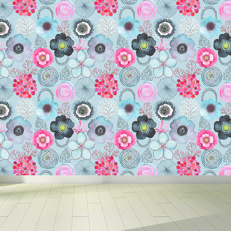 Colorful Flowers Mural Wallpaper Abstract Modern Moisture Resistant Wall Art for Room Clearhalo 'Wall Decor' 'Wall Mural' 1785880