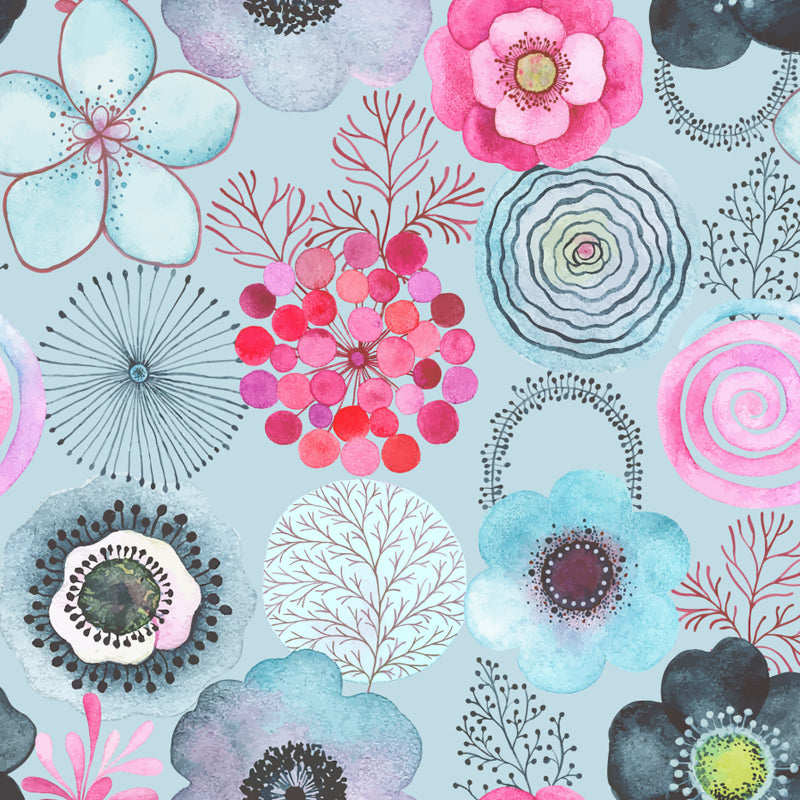 Colorful Flowers Mural Wallpaper Abstract Modern Moisture Resistant Wall Art for Room Clearhalo 'Wall Decor' 'Wall Mural' 1785881