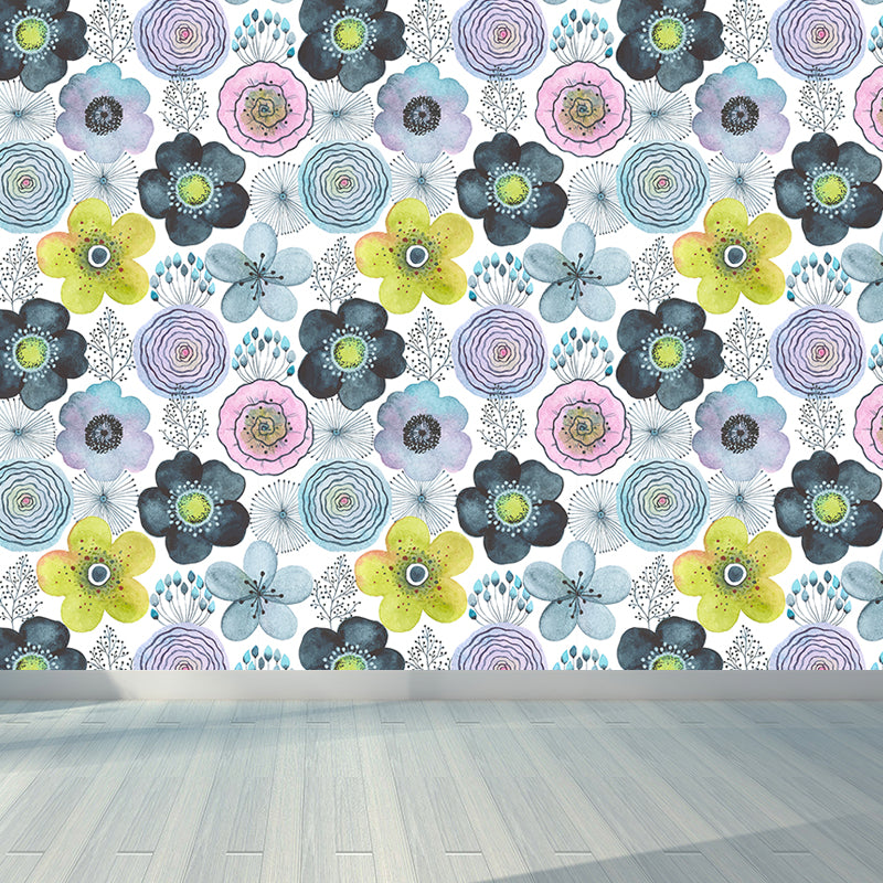 Colorful Flowers Mural Wallpaper Abstract Modern Moisture Resistant Wall Art for Room Clearhalo 'Wall Decor' 'Wall Mural' 1785889