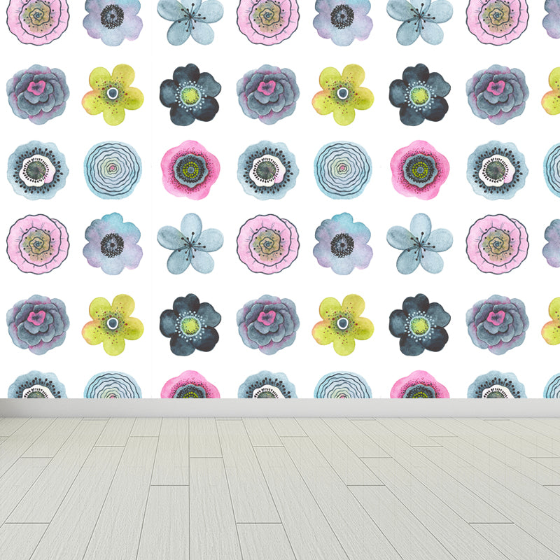 Colorful Flowers Mural Wallpaper Abstract Modern Moisture Resistant Wall Art for Room Clearhalo 'Wall Decor' 'Wall Mural' 1785895