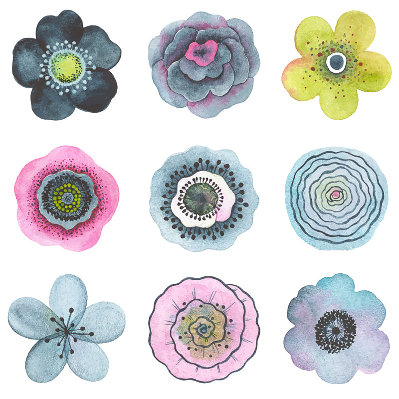 Colorful Flowers Mural Wallpaper Abstract Modern Moisture Resistant Wall Art for Room Clearhalo 'Wall Decor' 'Wall Mural' 1785896