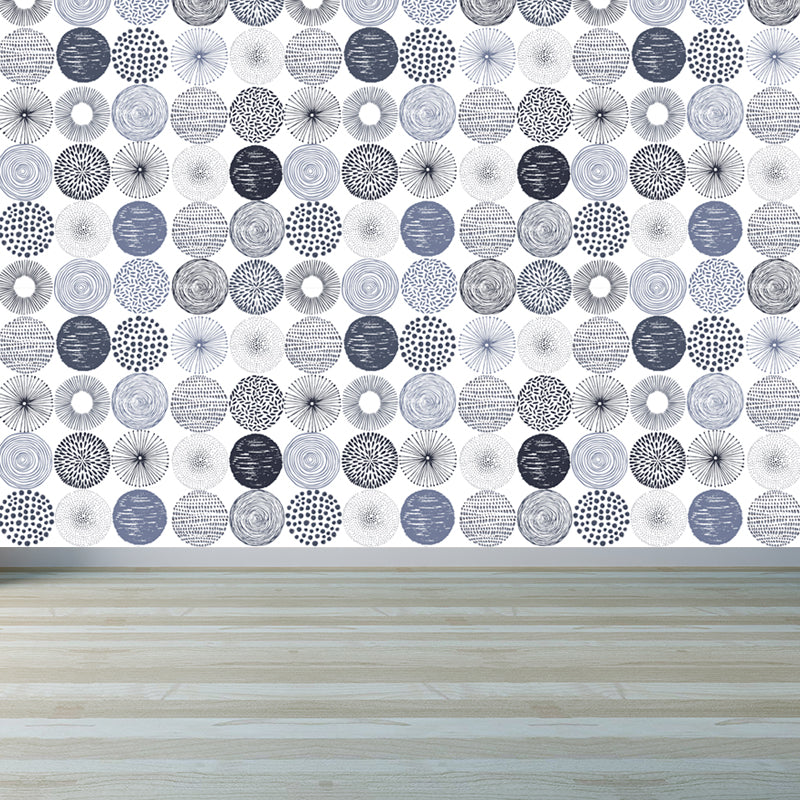 Large Floral Circles Wallpaper Mural Water Resistant Modern Style Bedroom Wall Decor Black Clearhalo 'Wall Decor' 'Wall Mural' 1785903