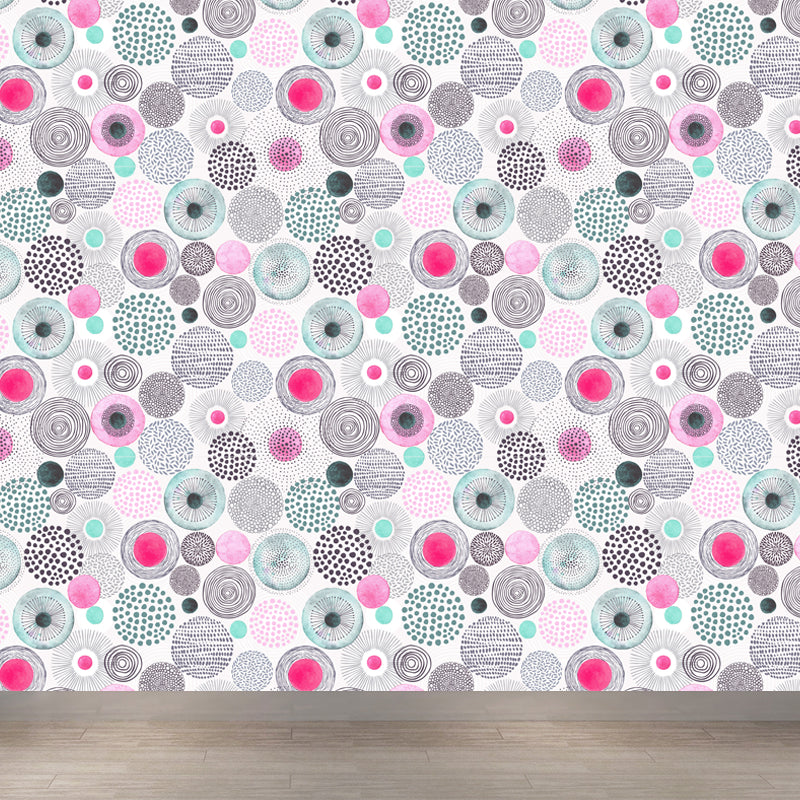 Large Floral Circles Wallpaper Mural Water Resistant Modern Style Bedroom Wall Decor Clearhalo 'Wall Decor' 'Wall Mural' 1785909