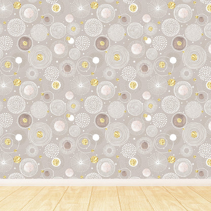 Large Floral Circles Wallpaper Mural Water Resistant Modern Style Bedroom Wall Decor Light Brown Clearhalo 'Wall Decor' 'Wall Mural' 1785918