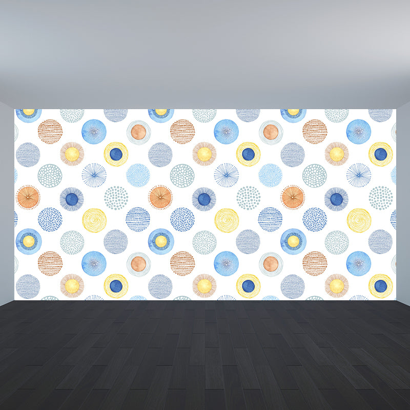 Large Floral Circles Wallpaper Mural Water Resistant Modern Style Bedroom Wall Decor White Clearhalo 'Wall Decor' 'Wall Mural' 1785923