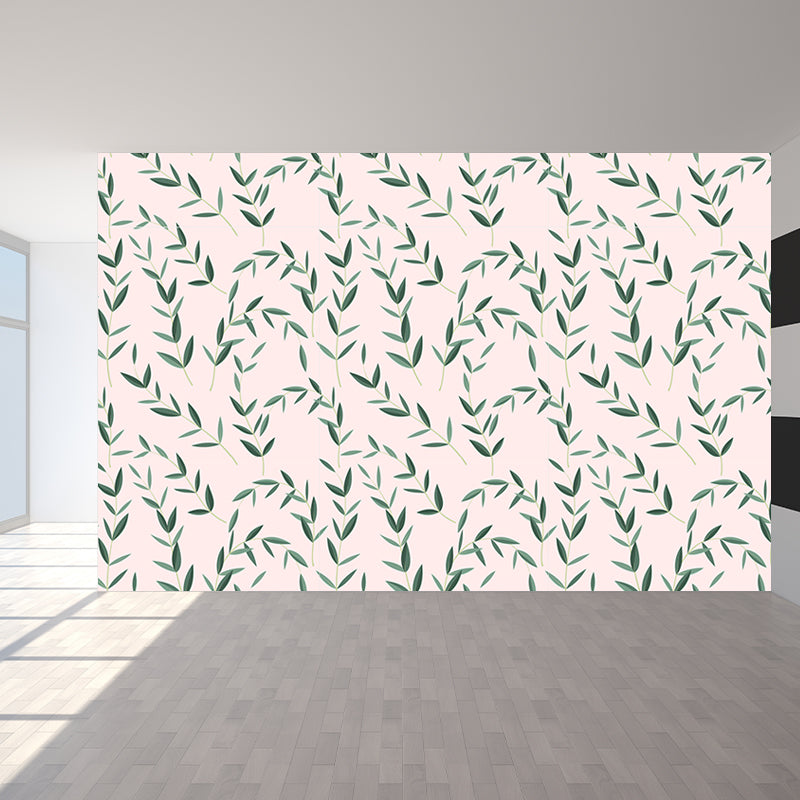 Pastel Blossoming Flowers Wall Mural Waterproofing Contemporary Girls Room Wall Art Green Clearhalo 'Wall Decor' 'Wall Mural' 1785933