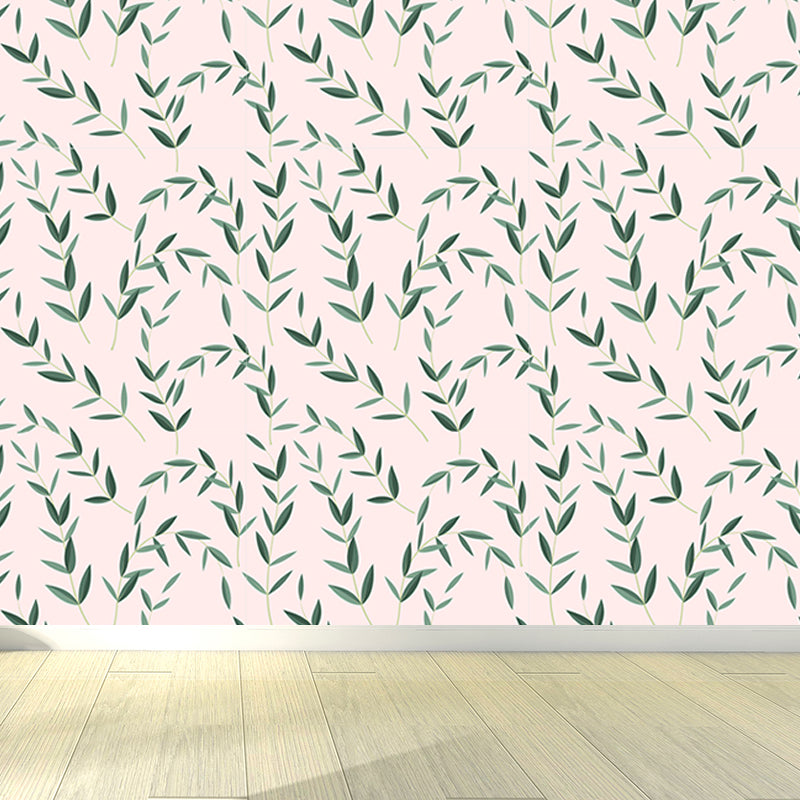 Pastel Blossoming Flowers Wall Mural Waterproofing Contemporary Girls Room Wall Art Clearhalo 'Wall Decor' 'Wall Mural' 1785934