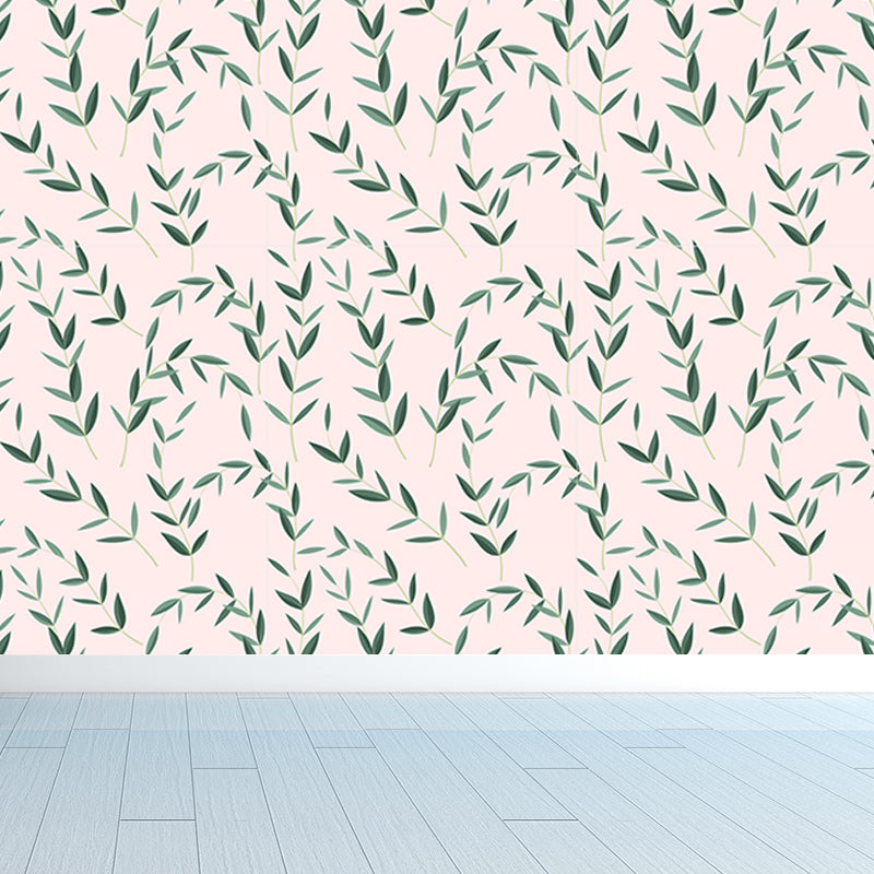 Pastel Blossoming Flowers Wall Mural Waterproofing Contemporary Girls Room Wall Art Clearhalo 'Wall Decor' 'Wall Mural' 1785935