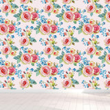 Pastel Blossoming Flowers Wall Mural Waterproofing Contemporary Girls Room Wall Art Clearhalo 'Wall Decor' 'Wall Mural' 1785939
