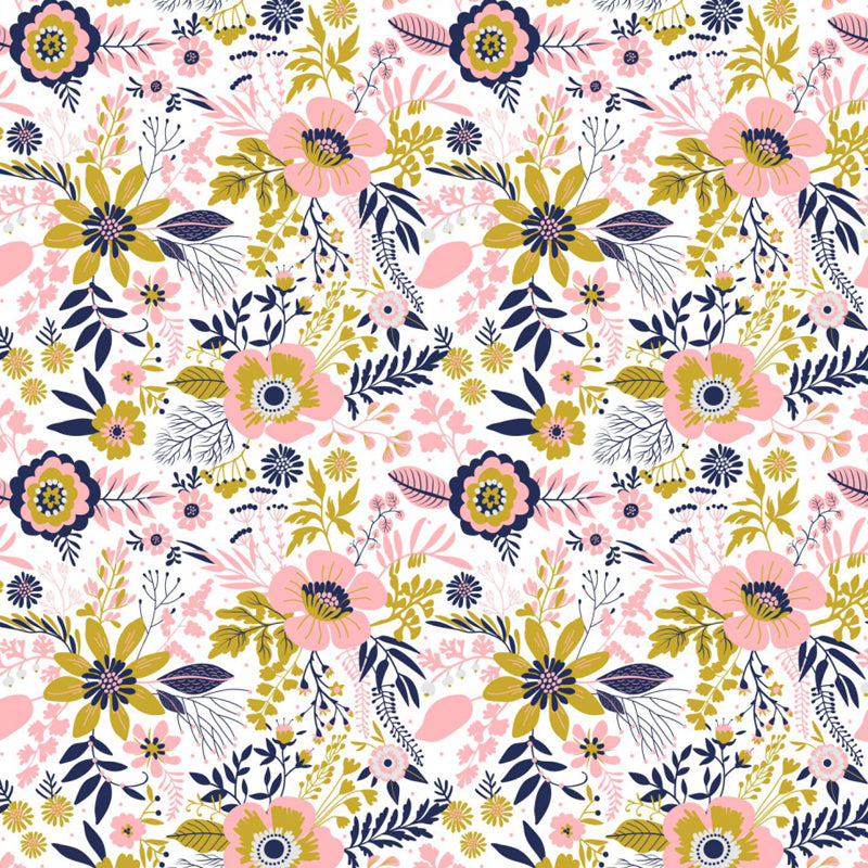 Pastel Blossoming Flowers Wall Mural Waterproofing Contemporary Girls Room Wall Art Clearhalo 'Wall Decor' 'Wall Mural' 1785946