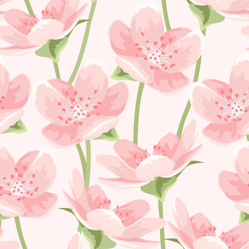 Trendy Blooming Flowers Mural Decal Non-Woven Washable Soft Color Wall Decor for Bedroom Clearhalo 'Wall Decor' 'Wall Mural' 1785956