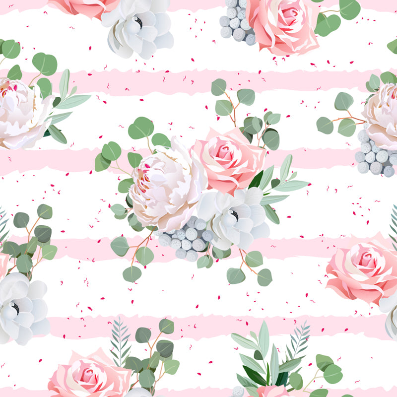 Trendy Blooming Flowers Mural Decal Non-Woven Washable Soft Color Wall Decor for Bedroom Clearhalo 'Wall Decor' 'Wall Mural' 1785966