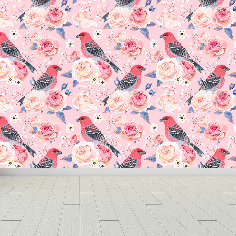 Whole Rose Wall Covering Mural Living Room Flowers Wall Art in Soft Color for Decor Clearhalo 'Wall Decor' 'Wall Mural' 1786034