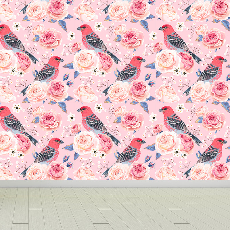 Whole Rose Wall Covering Mural Living Room Flowers Wall Art in Soft Color for Decor Clearhalo 'Wall Decor' 'Wall Mural' 1786035