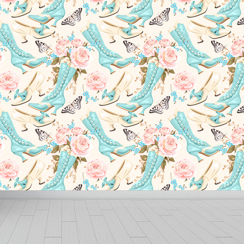 Whole Rose Wall Covering Mural Living Room Flowers Wall Art in Soft Color for Decor Clearhalo 'Wall Decor' 'Wall Mural' 1786039