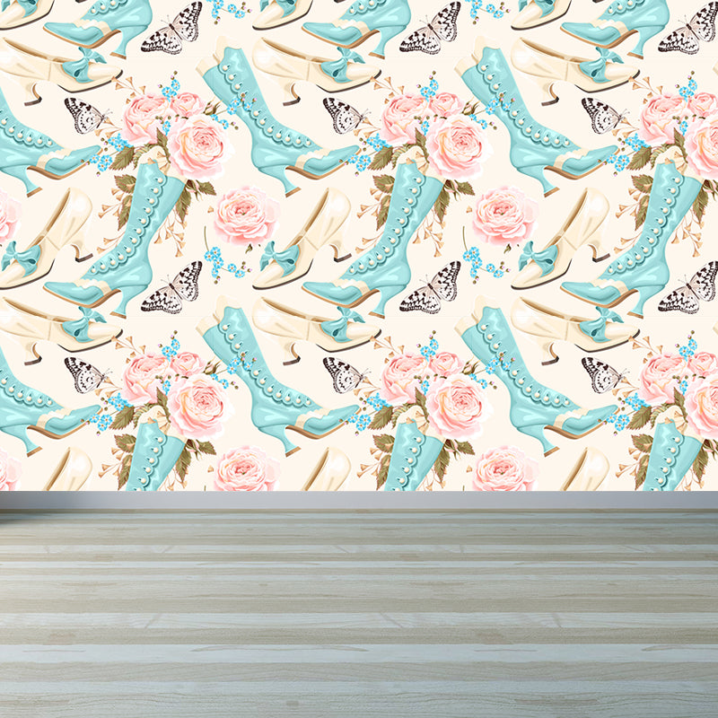 Whole Rose Wall Covering Mural Living Room Flowers Wall Art in Soft Color for Decor Clearhalo 'Wall Decor' 'Wall Mural' 1786040