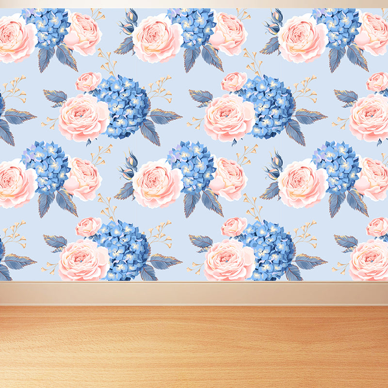 Whole Rose Wall Covering Mural Living Room Flowers Wall Art in Soft Color for Decor Clearhalo 'Wall Decor' 'Wall Mural' 1786045