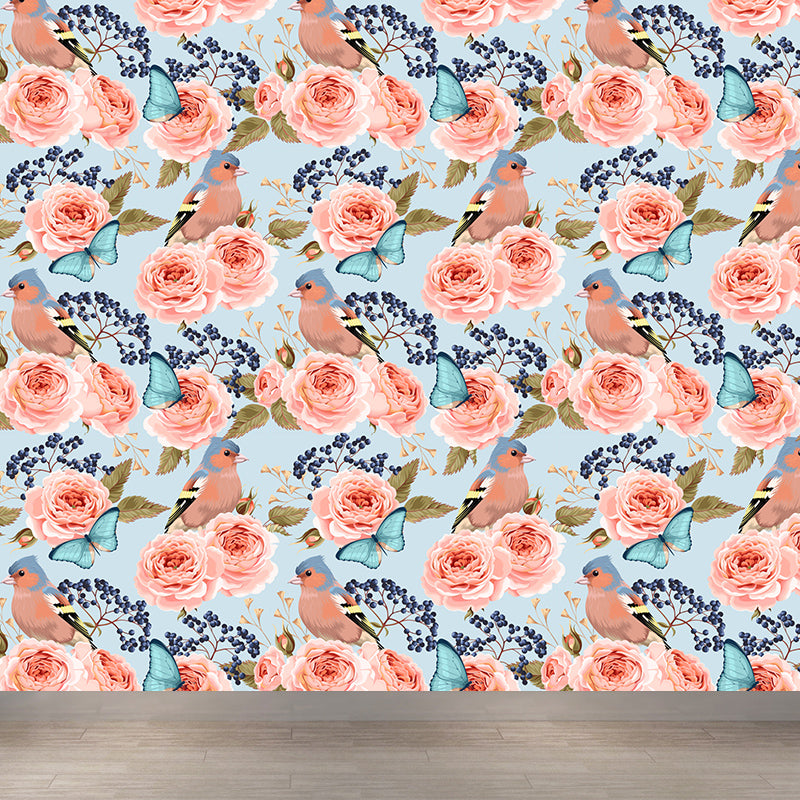 Whole Rose Wall Covering Mural Living Room Flowers Wall Art in Soft Color for Decor Clearhalo 'Wall Decor' 'Wall Mural' 1786049