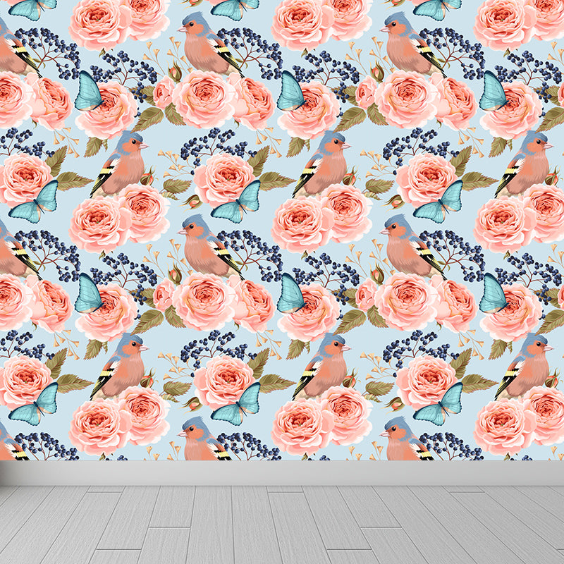 Whole Rose Wall Covering Mural Living Room Flowers Wall Art in Soft Color for Decor Clearhalo 'Wall Decor' 'Wall Mural' 1786050