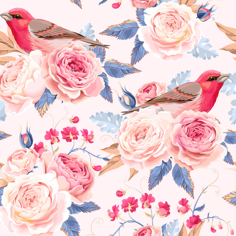 Modern Flower Rose Bloom Mural Pastel Moisture Resistant Wall Decor for Girls Room Clearhalo 'Wall Decor' 'Wall Mural' 1786056