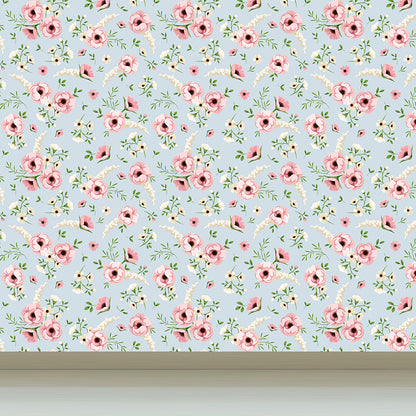 Modern Floral Pattern Mural Wallpaper for Bedroom Personalized Wall Decor in Soft Color Green Clearhalo 'Wall Decor' 'Wall Mural' 1786088