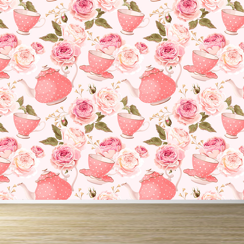 Modern Floral Pattern Mural Wallpaper for Bedroom Personalized Wall Decor in Soft Color Clearhalo 'Wall Decor' 'Wall Mural' 1786094